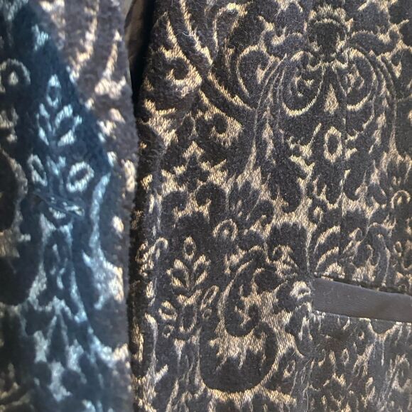 CAbi Womans Sz 4 Navy Jacquard Brocade Paisley Blazer Jacket Wool Blend Lined - Picture 7 of 9